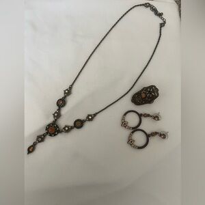Necklace, earrings and ring set.